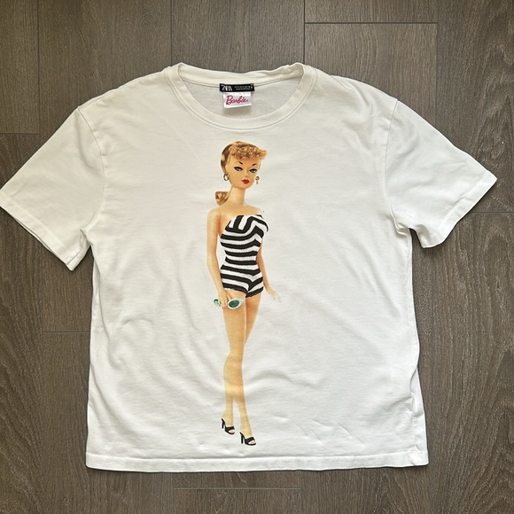 Zara x Barbie the movie Mattel graphic doll white t-shirt S - Picture 5 of 9
